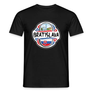 Bratislava Slowakei Flagge Reise Souvenir Abzeichen Sta - Männer T-Shirt - Schwarz - Vorne - AI Model Male 178 light (178cm)