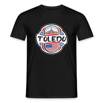 Toledo Vereinigte Staaten Flagge Reise Souvenir Badg - Männer T-Shirt - Schwarz - Vorne - AI Model Male 178 light (178cm)