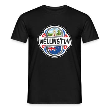 Wellington Drapeau de nouvelle-Zélande Badge souvenir de voyage - T-shirt homme - noir - Devant - AI Model Male 178 light (178cm)