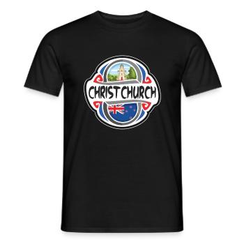 Christchurch Drapeau néo-zélandais Souvenir de voyage Badg - T-shirt homme - noir - Devant - AI Model Male 178 light (178cm)