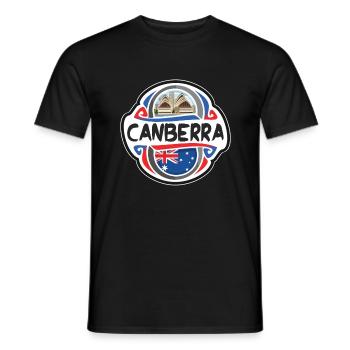 Canberra Australien Flagge Reise Souvenir Abzeichen Stam - Männer T-Shirt - Schwarz - Vorne - AI Model Male 178 light (178cm)