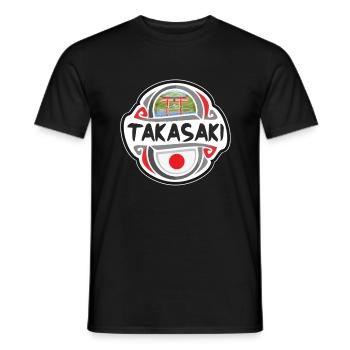 Takasaki Japan Flagge Abzeichen Reise Souvenir Briefmarke - Männer T-Shirt - Schwarz - Vorne - AI Model Male 178 light (178cm)