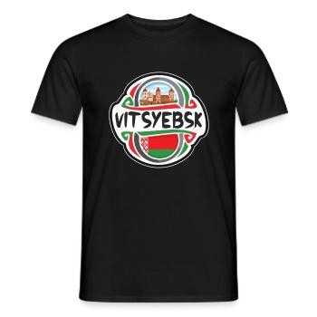 Vitsyebsk Belarus Flag Badge Travel Souvenir Stamp - Men's T-Shirt - black - Front - AI Model Male 178 light (178cm)