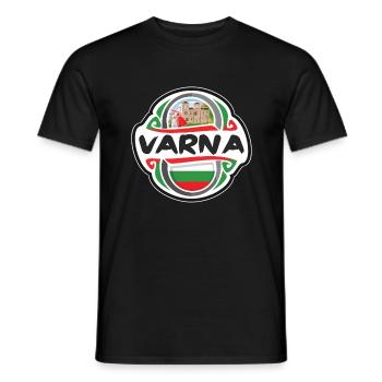 Varna Bulgarien Flagge Abzeichen Reise Souvenir Stempel - Männer T-Shirt - Schwarz - Vorne - AI Model Male 178 light (178cm)
