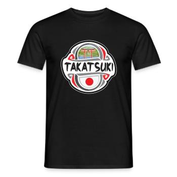 Takatsuki Japon Drapeau Badge Souvenir de Voyage Timbre - T-shirt homme - noir - Devant - AI Model Male 178 light (178cm)