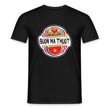 Buon Ma Thuot Vietnam Flagge Reise Souvenir Abzeichen S - Männer T-Shirt - Schwarz - Vorne - AI Model Male 178 light (178cm)