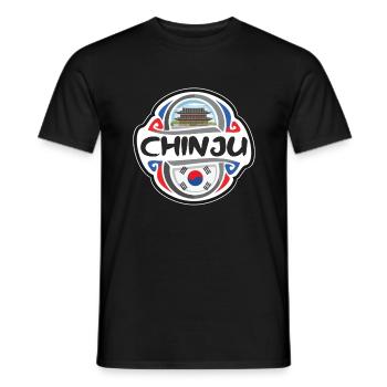 Chinju Südkorea Flagge Reise Souvenir Abzeichen Stam - Männer T-Shirt - Schwarz - Vorne - AI Model Male 178 light (178cm)