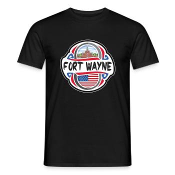 Fort Wayne USA Drapeau des États-Unis Souvenir de voyage - T-shirt homme - noir - Devant - AI Model Male 178 light (178cm)