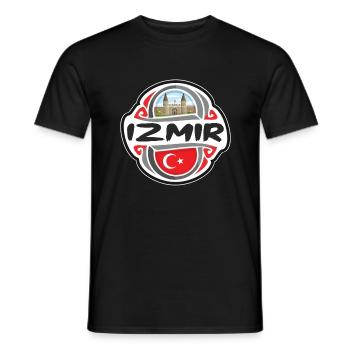 Izmir Turquie Drapeau Badge Voyage Souvenir Timbre - T-shirt homme - noir - Devant - AI Model Male 178 light (178cm)