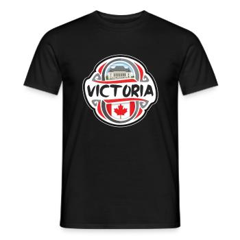 Insigne du drapeau du Canada Victoria Timbre souvenir de voyage - T-shirt homme - noir - Devant - AI Model Male 178 light (178cm)