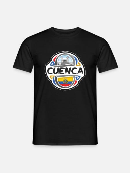 Cuenca Ecuador Flag Badge Travel Souvenir Stamp - Men's T-Shirt - black