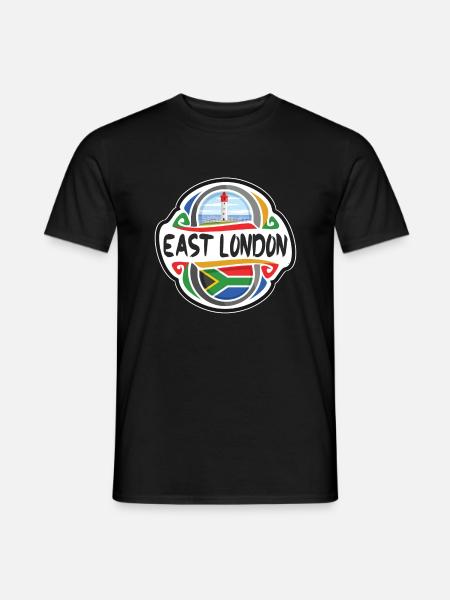 East London Südafrika Flagge Reise Souvenir Badg - Männer T-Shirt - Schwarz