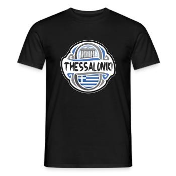 Thessalonique Grèce Drapeau Voyage Souvenir Badge Sta - T-shirt homme - noir - Devant - AI Model Male 178 light (178cm)