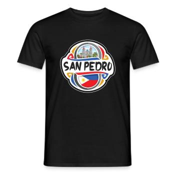 San Pedro Philippines Drapeau Voyage Souvenir Badge S - T-shirt homme - noir - Devant - AI Model Male 178 light (178cm)