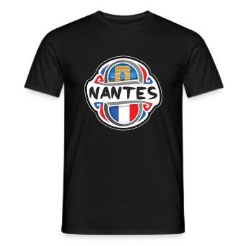 Nantes France Flag Badge Travel Souvenir Stamp - Men's T-Shirt - black - Front - AI Model Male 178 light (178cm)