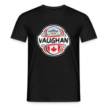 Vaughan Kanada-Flaggen-Abzeichen-Reise-Andenken-Stempel - Männer T-Shirt - Schwarz - Vorne - AI Model Male 178 light (178cm)