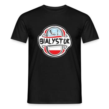 Bialystok Pologne Drapeau Badge Voyage Souvenir Timbre - T-shirt homme - noir - Devant - AI Model Male 178 light (178cm)