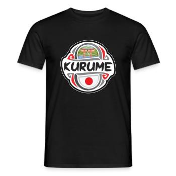 Kurume Japon Drapeau Insigne Voyage Souvenir Timbre - T-shirt homme - noir - Devant - AI Model Male 178 light (178cm)