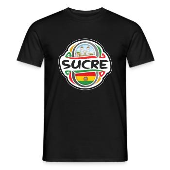 Sucre Bolivie Drapeau Badge Souvenir de Voyage Timbre - T-shirt homme - noir - Devant - AI Model Male 178 light (178cm)