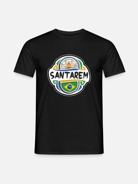 Santarem Insignia de la Bandera de Brasil Sello de Recuerdo de Viaje - Camiseta hombre - negro