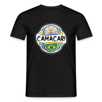 Camacari Brésil Drapeau Badge Voyage Souvenir Timbre - T-shirt homme - noir - Devant - AI Model Male 178 light (178cm)