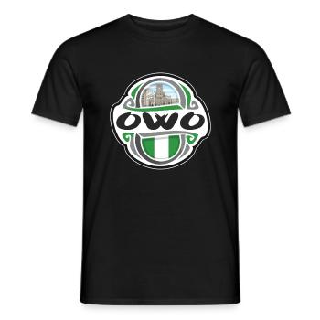 Owo Nigeria Drapeau Badge Voyage Souvenir Timbre - T-shirt homme - noir - Devant - AI Model Male 178 light (178cm)
