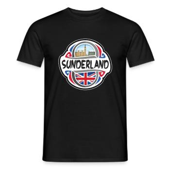 Sunderland UK Vereinigtes Königreich Flagge Reisesouvenir - Männer T-Shirt - Schwarz - Vorne - AI Model Male 178 light (178cm)