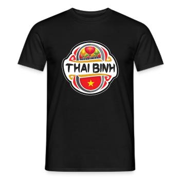 Thai Binh Vietnam Flag Badge Souvenir de Voyage Timbre Souvenir - T-shirt homme - noir - Devant - AI Model Male 178 light (178cm)