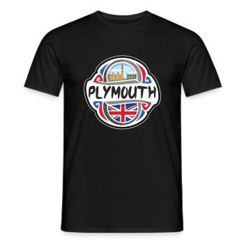 Plymouth Royaume-Uni Royaume-Uni Drapeau Voyage Souvenir Ba - T-shirt homme - noir - Devant - AI Model Male 178 light (178cm)