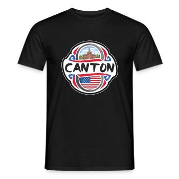 Canton USA Drapeau des États-Unis Souvenir de voyage Badg - T-shirt homme - noir - Devant - AI Model Male 178 light (178cm)