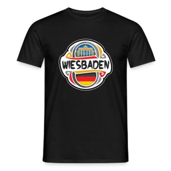 Wiesbaden Deutschland Flaggenabzeichen Reise Souvenir Stamp - Männer T-Shirt - Schwarz - Vorne - AI Model Male 178 light (178cm)