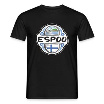 Espoo Finnland Flagge Abzeichen Reise Souvenir Briefmarke - Männer T-Shirt - Schwarz - Vorne - AI Model Male 178 light (178cm)