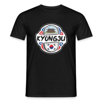 Kyongju Südkorea Flagge Reise Souvenir Abzeichen Sta - Männer T-Shirt - Schwarz - Vorne - AI Model Male 178 light (178cm)