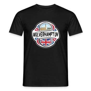Wolverhampton UK United Kingdom Flag Travel Souven - Men's T-Shirt - black - Front - AI Model Male 178 light (178cm)