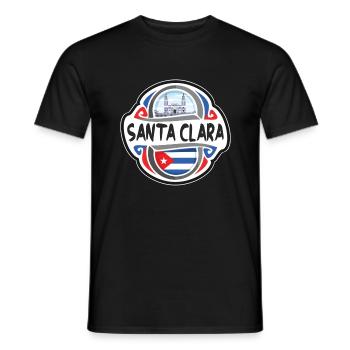 Santa Clara Cuba Flag Badge Travel Souvenir Stamp - Men's T-Shirt - black - Front - AI Model Male 178 light (178cm)