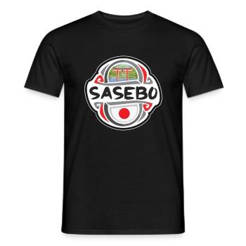 Sasebo Japon drapeau insigne voyage souvenir timbre - T-shirt homme - noir - Devant - AI Model Male 178 light (178cm)
