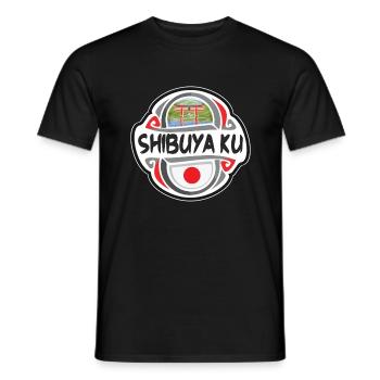 Shibuya ku Japon Drapeau Badge Souvenir de Voyage Timbre Souvenir - T-shirt homme - noir - Devant - AI Model Male 178 light (178cm)