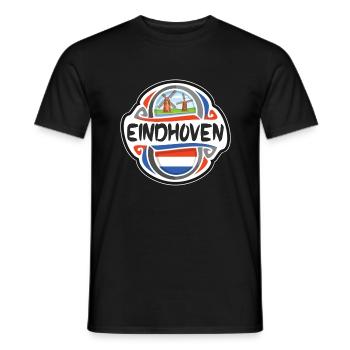 Eindhoven Netherlands Flag Travel Souvenir Badge S - Men's T-Shirt - black - Front - AI Model Male 178 light (178cm)