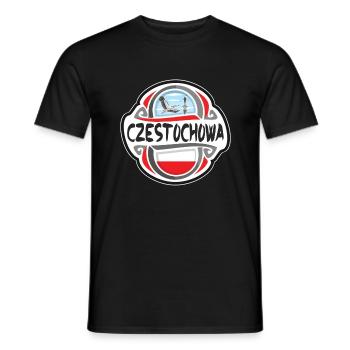 Czestochowa Pologne Drapeau Voyage Souvenir Badge Stam - T-shirt homme - noir - Devant - AI Model Male 178 light (178cm)