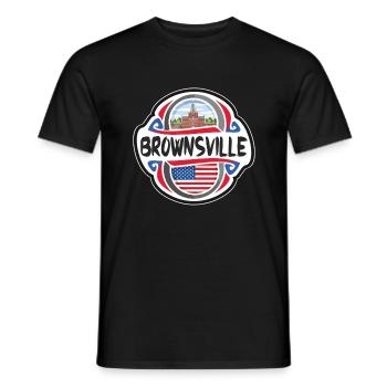 Brownsville USA Drapeau des États-Unis Souvenir de voyage - T-shirt homme - noir - Devant - AI Model Male 178 light (178cm)