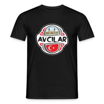 Avcilar Turquie Drapeau Badge Souvenir de Voyage Timbre Souvenir - T-shirt homme - noir - Devant - AI Model Male 178 light (178cm)