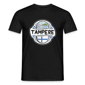 Tampere Finnland Flagge Abzeichen Reise Souvenir Briefmarke - Männer T-Shirt - Schwarz - Vorne - AI Model Male 178 light (178cm)