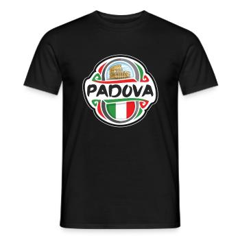 Padova Italy Flag Badge Travel Souvenir Stamp - Men's T-Shirt - black - Front - AI Model Male 178 light (178cm)