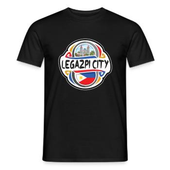 Legazpi City Philippines Flag Travel Souvenir Badg - Men's T-Shirt - black - Front - AI Model Male 178 light (178cm)