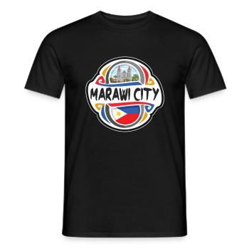 Marawi City Philippines Flag Travel Souvenir Badge - Men's T-Shirt - black - Front - AI Model Male 178 light (178cm)