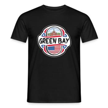 Green Bay USA United States Flag Travel Souvenir B - Men's T-Shirt - black - Front - AI Model Male 178 light (178cm)
