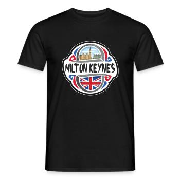 Milton Keynes UK United Kingdom Flag Travel Souven - Men's T-Shirt - black - Front - AI Model Male 178 light (178cm)