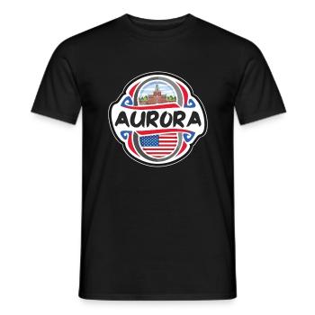 Aurora USA Drapeau des États-Unis Souvenir de voyage Badg - T-shirt homme - noir - Devant - AI Model Male 178 light (178cm)