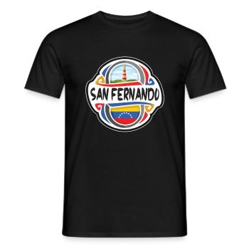 San Fernando Venezuela Flagge Reise Souvenir Abzeichen - Männer T-Shirt - Schwarz - Vorne - AI Model Male 178 light (178cm)