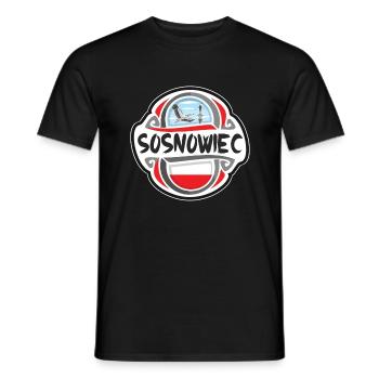 Sosnowiec Pologne Drapeau Badge Voyage Souvenir Timbre - T-shirt homme - noir - Devant - AI Model Male 178 light (178cm)